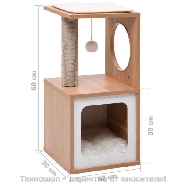 Котешко дърво със сизалени стълбове, подложка, 60 см