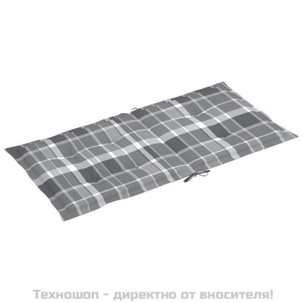 Възглавници за столове 4 бр сиво каре 100x50x3 см Оксфорд плат