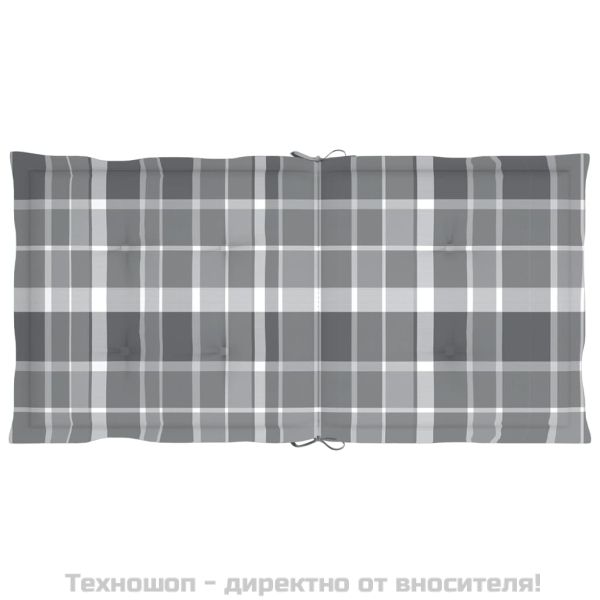 Възглавници за столове 4 бр сиво каре 100x50x3 см Оксфорд плат