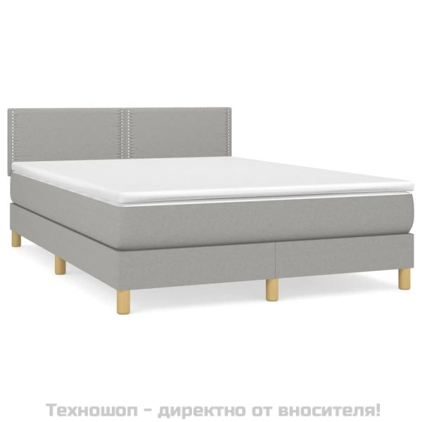 Боксспринг легло с матрак, светлосиво, 140x190 см плат