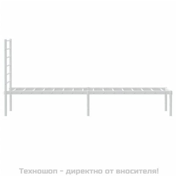 Метална рамка за легло с горна табла, бяла, 90x200 см