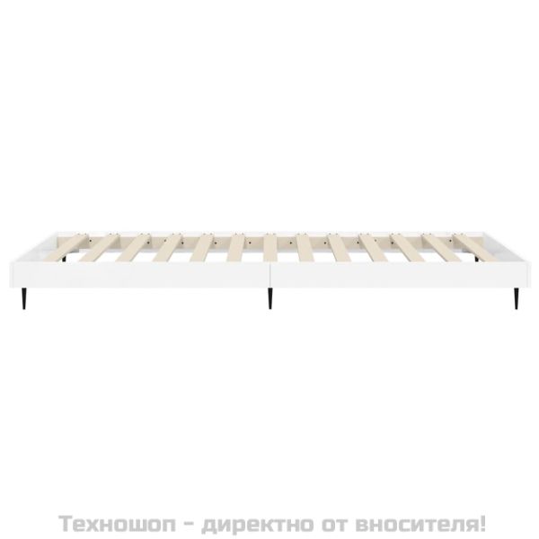 Рамка за легло, бял гланц, 100x200 см, инженерно дърво