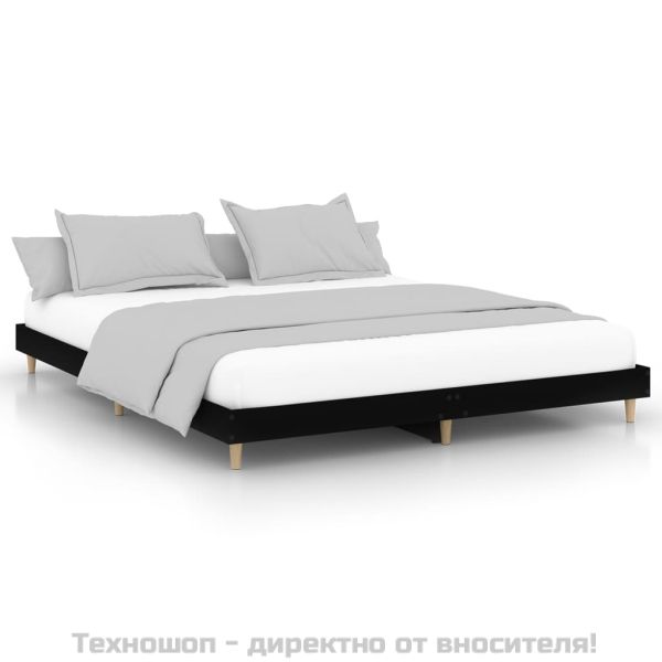 Рамка за легло без матрак Черно 180x200 см инженерно дърво