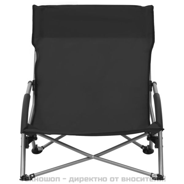 Сгъваеми плажни столове, 2 бр, черни, текстил