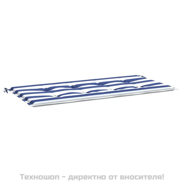 Възглавница за пейка синьо и бяло райе 100x50x4 см оксфорд плат