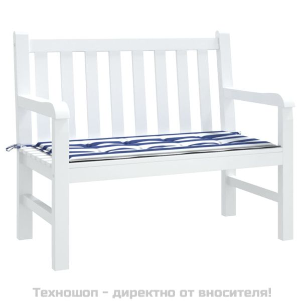 Възглавница за пейка синьо и бяло райе 100x50x4 см оксфорд плат