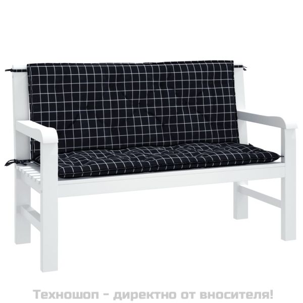 Възглавници за градински пейки 2 бр черно каре 120x50x7 см плат