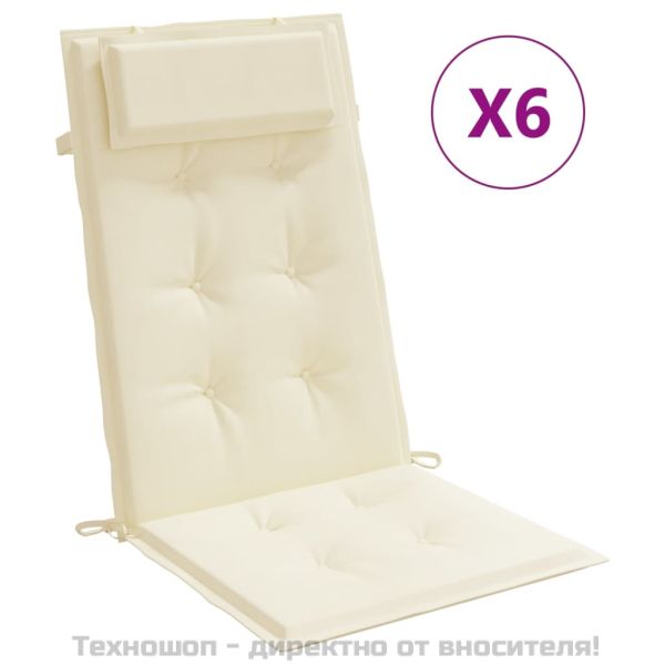 Възглавници за столове с облегалка 6 бр кремави Оксфорд плат