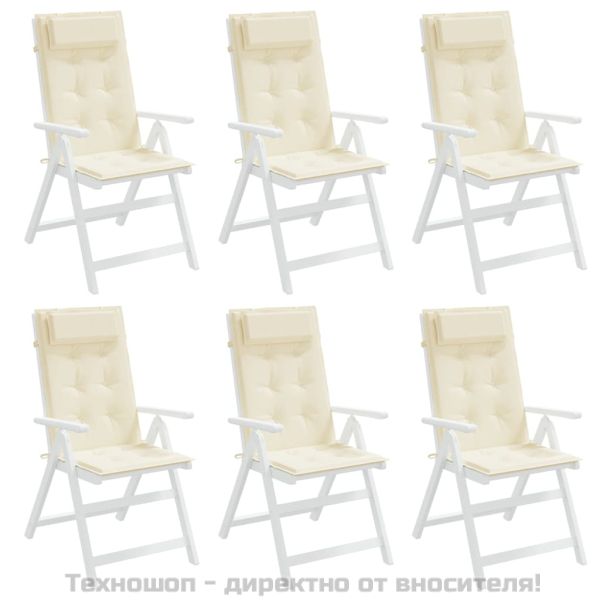 Възглавници за столове с облегалка 6 бр кремави Оксфорд плат