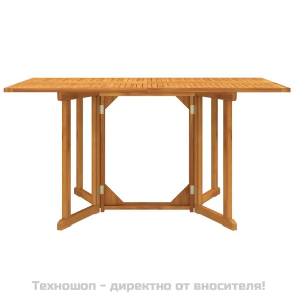 Сгъваема градинска маса тип пеперуда 150x90x75 см тик масив