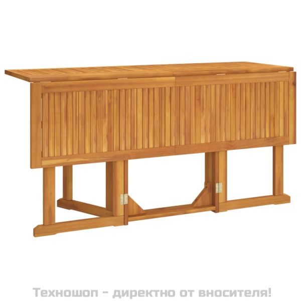 Сгъваема градинска маса тип пеперуда 150x90x75 см тик масив