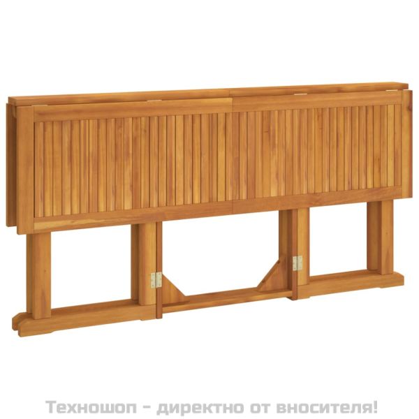 Сгъваема градинска маса тип пеперуда 150x90x75 см тик масив