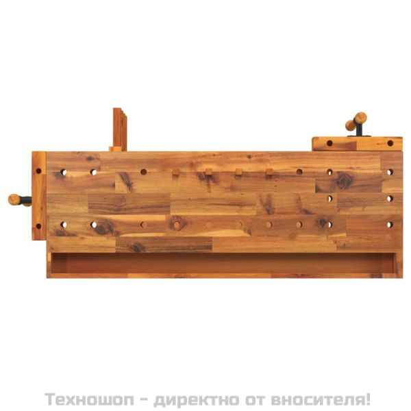 Работна маса с чекмедже и менгемета 124x52x83 см Масивна дървесина, акация