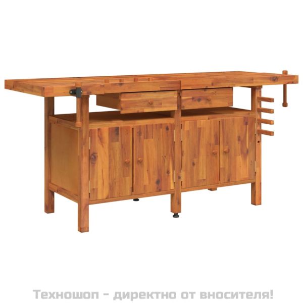 Работна маса с чекмеджета и менгемета 192x62x83 см акация масив