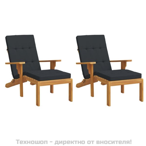 Възглавници за столове шезлонги 2 бр черни Оксфорд плат