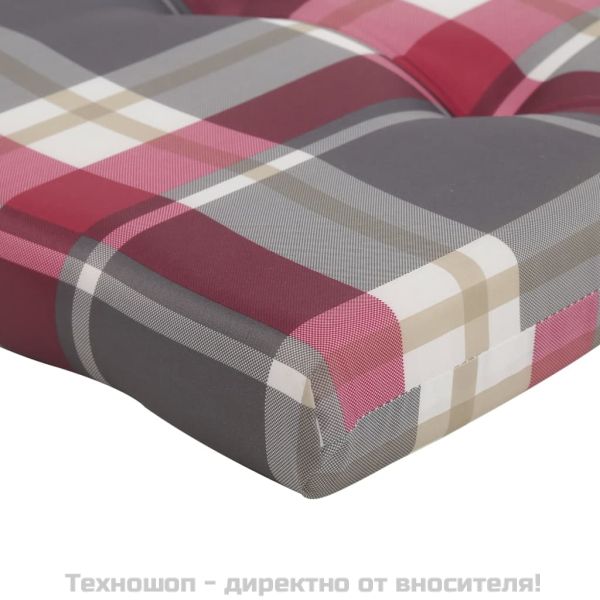 Възглавници за столове шезлонги 2 бр червено каре Оксфорд плат