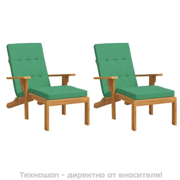 Възглавници за столове шезлонги 2 бр зелени Оксфорд плат