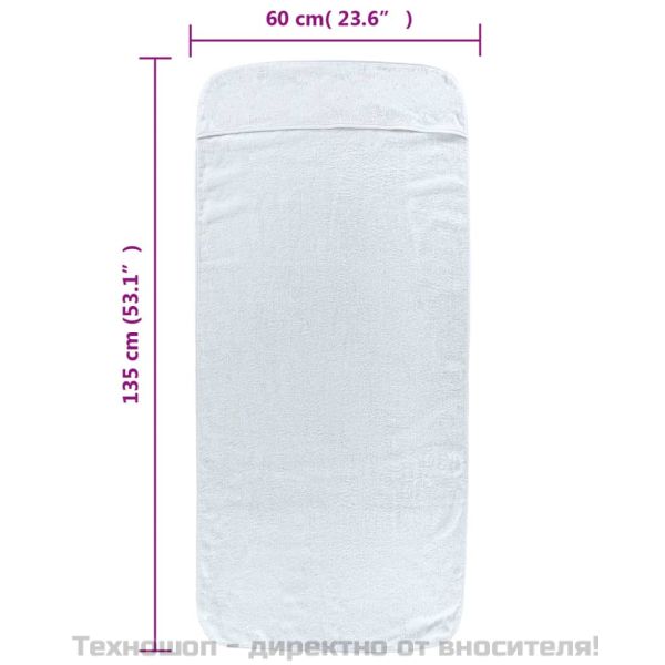 Плажни кърпи 2 бр бели 60x135 см текстил 400 GSM