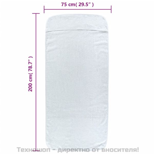 Плажни кърпи 2 бр бели 75x200 см текстил 400 GSM
