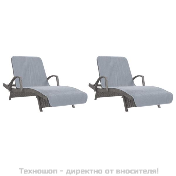 Плажни кърпи 2 бр сиви 75x200 см текстил 400 GSM