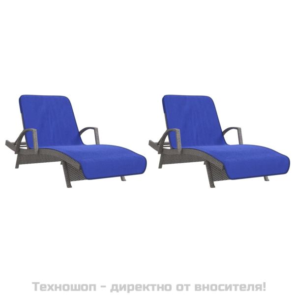 Плажни кърпи 2 бр кралско сини 75x200 см текстил 400 GSM