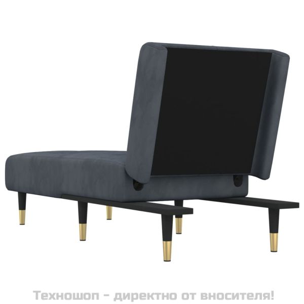 Кушетка, тъмносива, кадифе