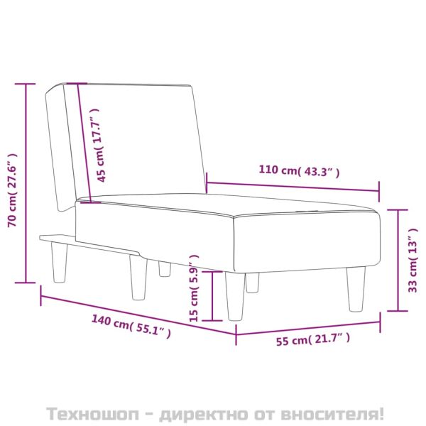 Кушетка, черна, текстил