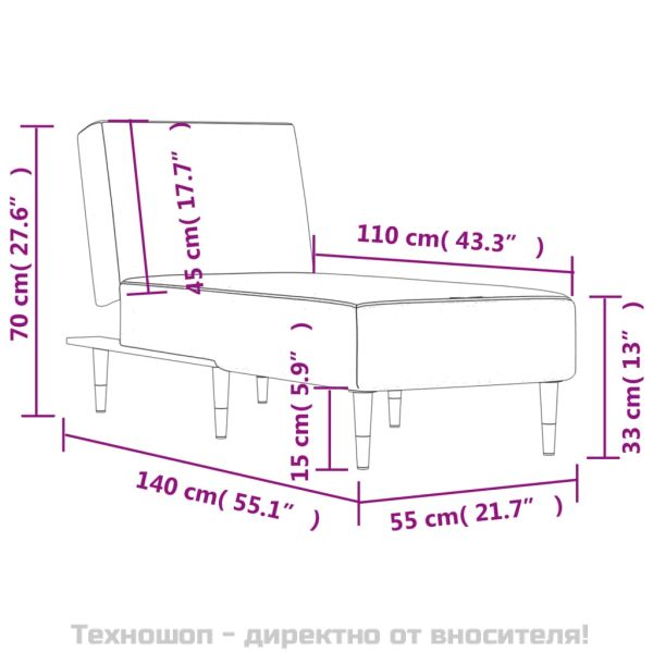 Кушетка, тъмносива, кадифе