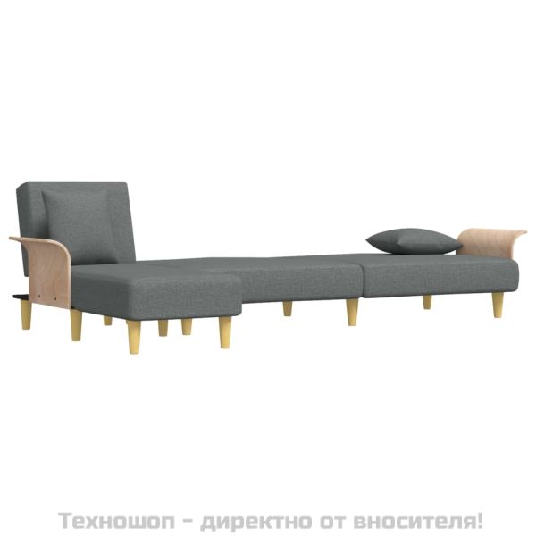 Г-образно разтегателно канапе тъмносиво 279x140x70 см плат