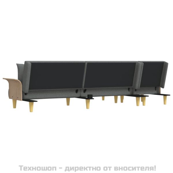 Г-образно разтегателно канапе тъмносиво 279x140x70 см плат