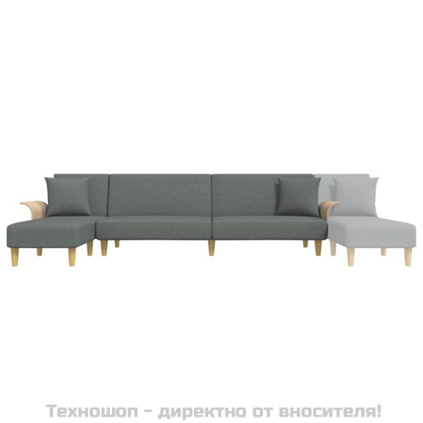 Г-образно разтегателно канапе тъмносиво 279x140x70 см плат