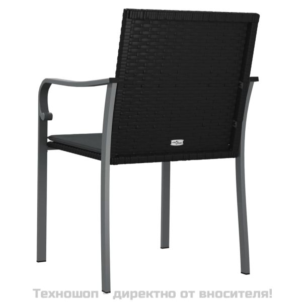 Градински стол с възглавници 2 бр черни 56x59x84 см полиратан