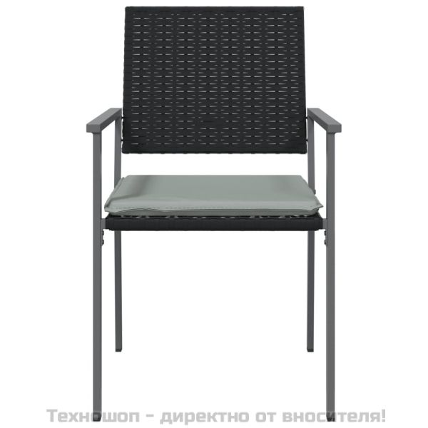 Градински стол с възглавници 2 бр черни 54x62,5x89 см полиратан