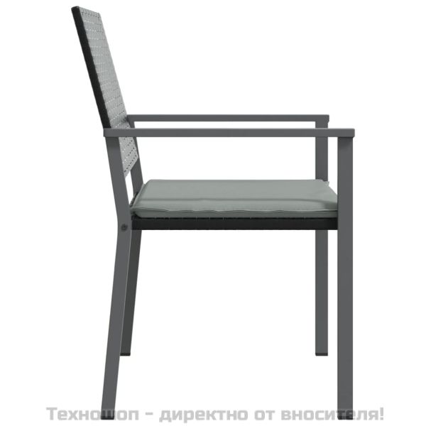 Градински стол с възглавници 2 бр черни 54x62,5x89 см полиратан