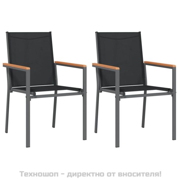 Градински столове 2 бр черни 55x61,5x90 см Textilene и стомана