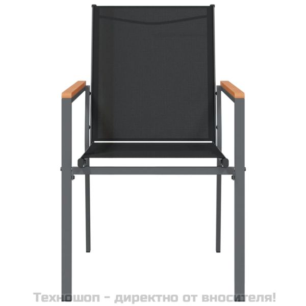 Градински столове 2 бр черни 55x61,5x90 см Textilene и стомана