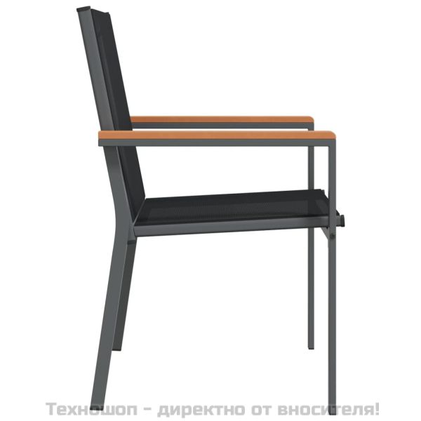 Градински столове 2 бр черни 55x61,5x90 см Textilene и стомана