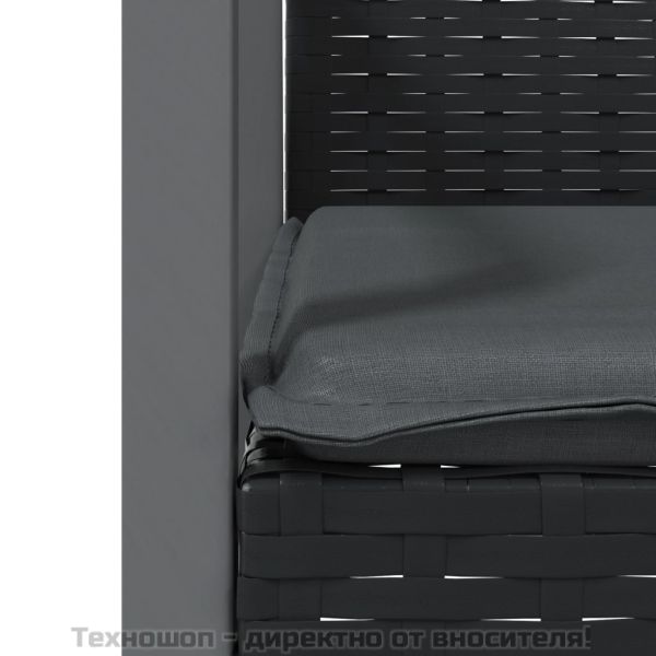 Градински стол с възглавници 2 бр черни 56,5x57x83 см полиратан