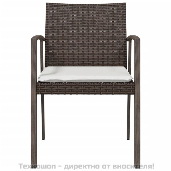 Градински стол с възглавници 2 бр кафяв 56,5x57x83 см полиратан