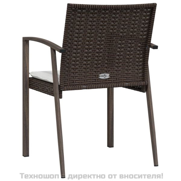 Градински стол с възглавници 2 бр кафяв 56,5x57x83 см полиратан