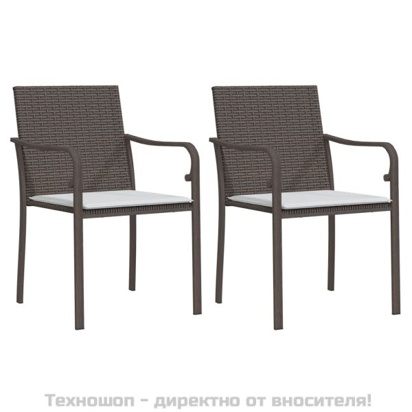 Градински стол с възглавници 2 бр кафяв 56x59x84 см полиратан
