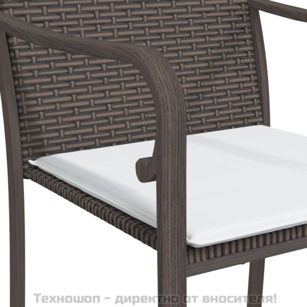 Градински стол с възглавници 2 бр кафяв 56x59x84 см полиратан