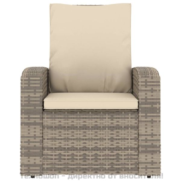 Градински накланящ се стол с възглавници светлокафяв полиратан