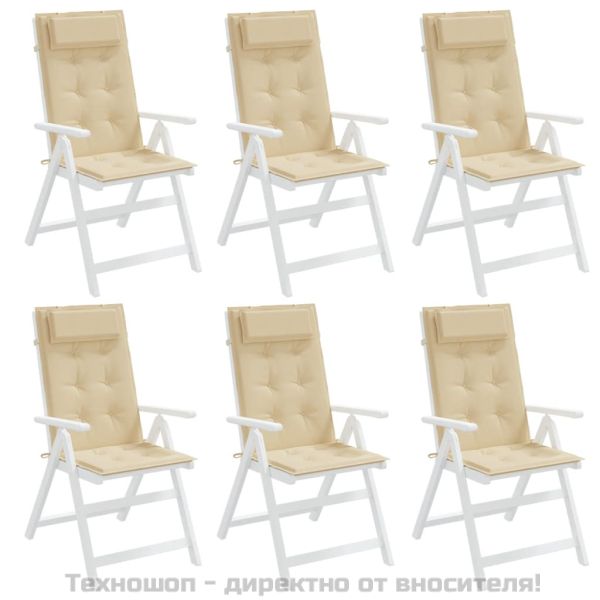 Възглавници за стол с висока облегалка 6 бр бежови Оксфорд плат