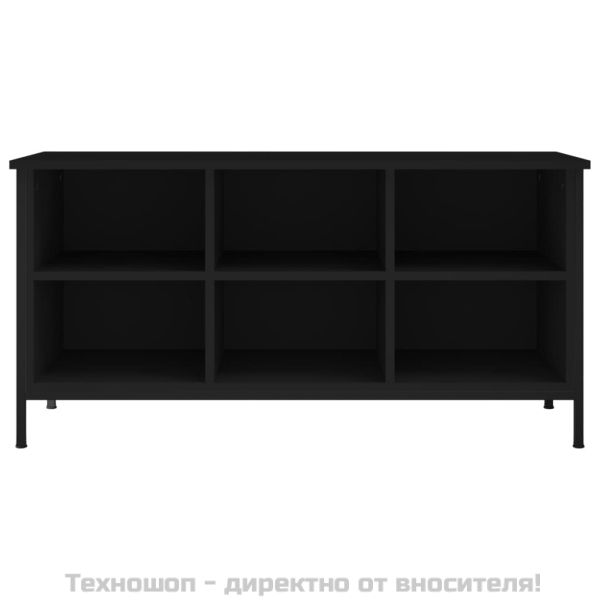 Шкаф за обувки, черен, 100x35x50 см, инженерно дърво