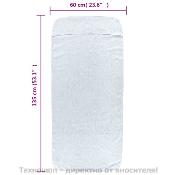 Плажни кърпи 6 бр бели 60x135 см текстил 400 GSM