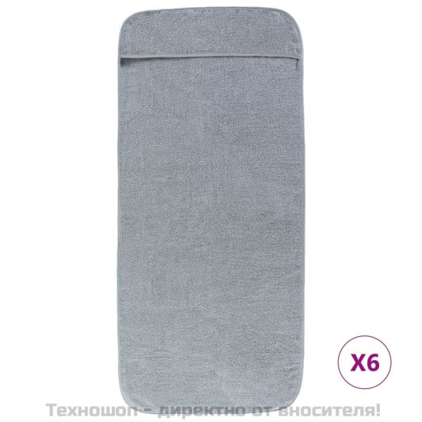 Плажни кърпи 6 бр сиви 60x135 см текстил 400 GSM