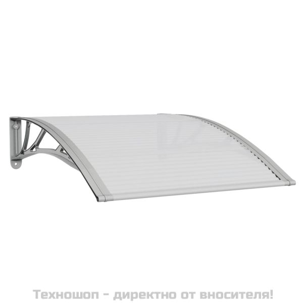 Сенник за врата, сив и прозрачен, 100x75 см, поликарбонат