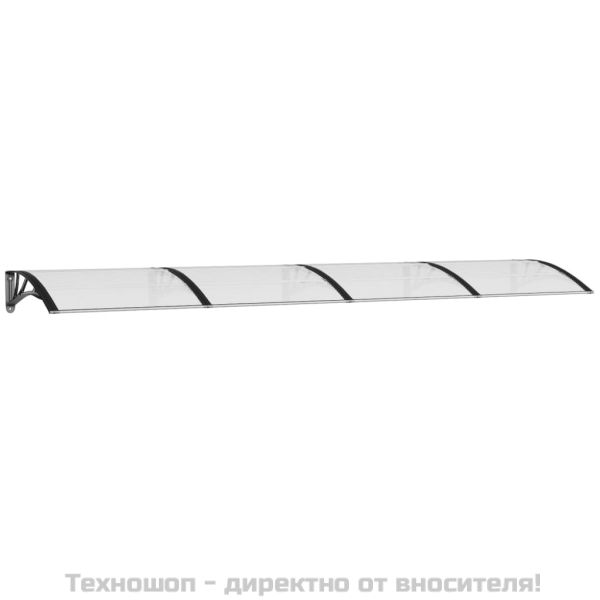Навес за врата, черно и прозрачно, 350x75 см, поликарбонат