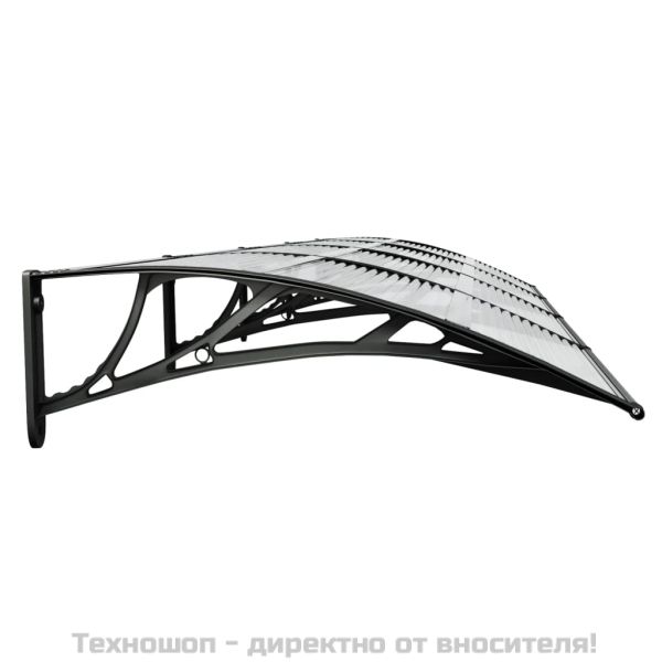 Навес за врата, черно и прозрачно, 350x75 см, поликарбонат